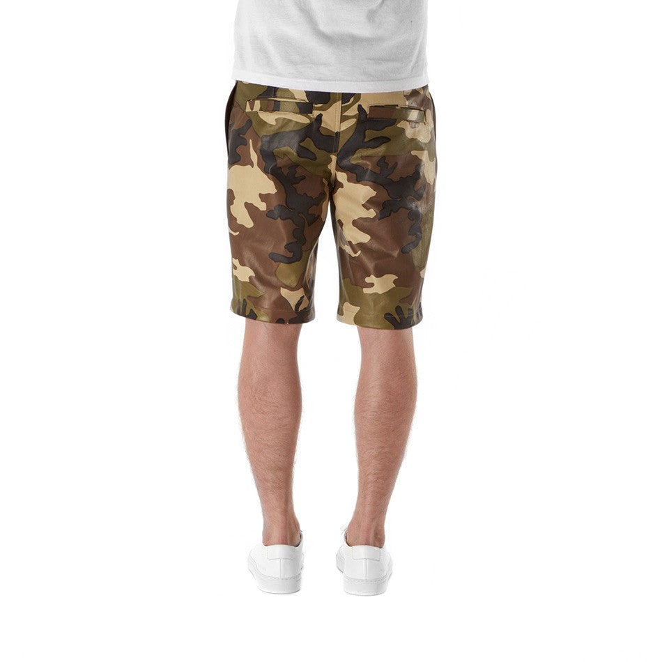 Camo Leather Shorts