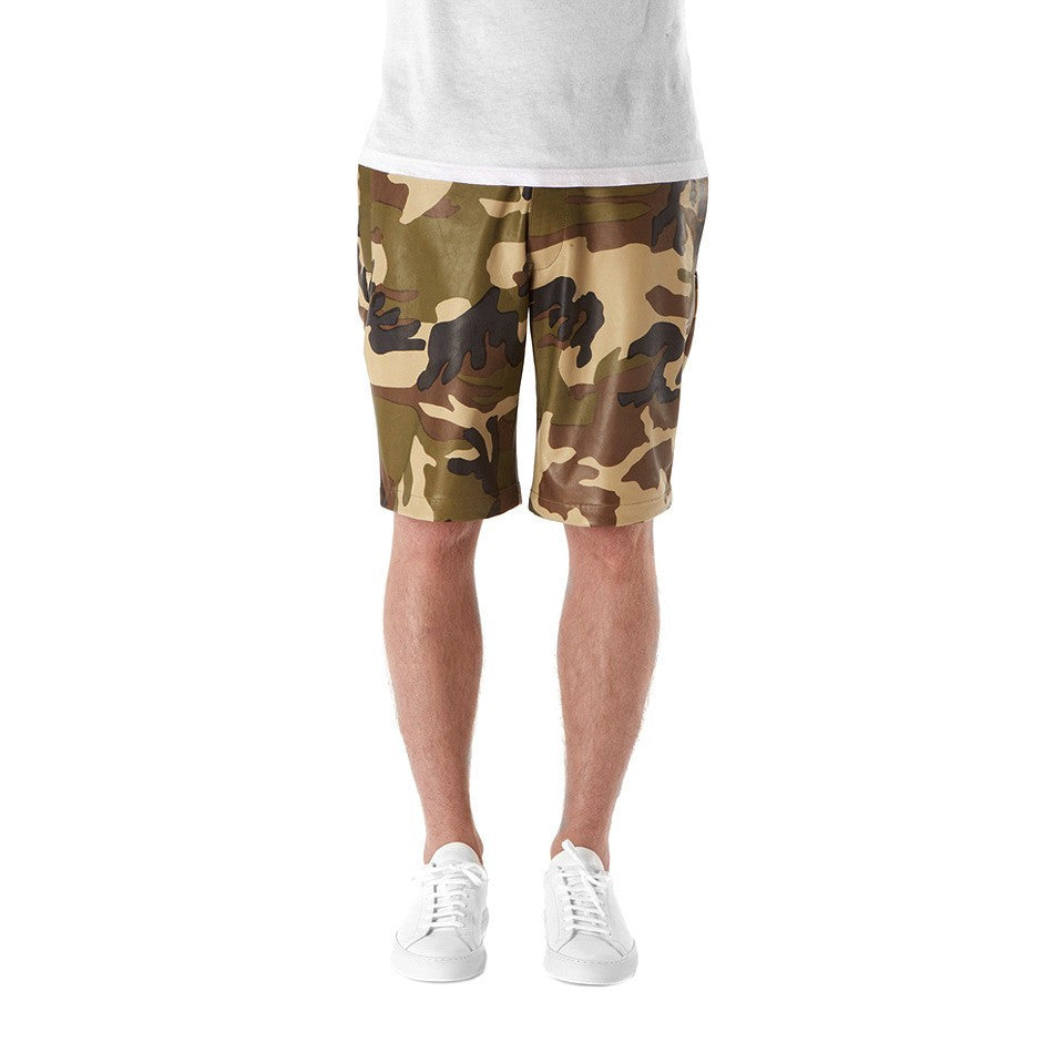 Camo Leather Shorts