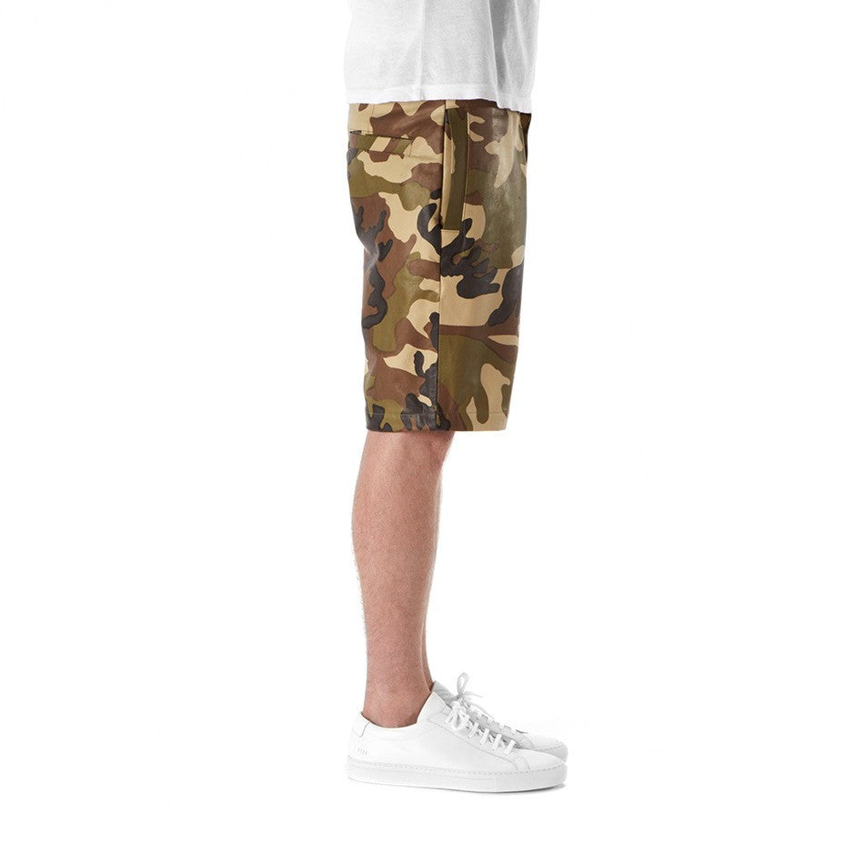 Camo Leather Shorts